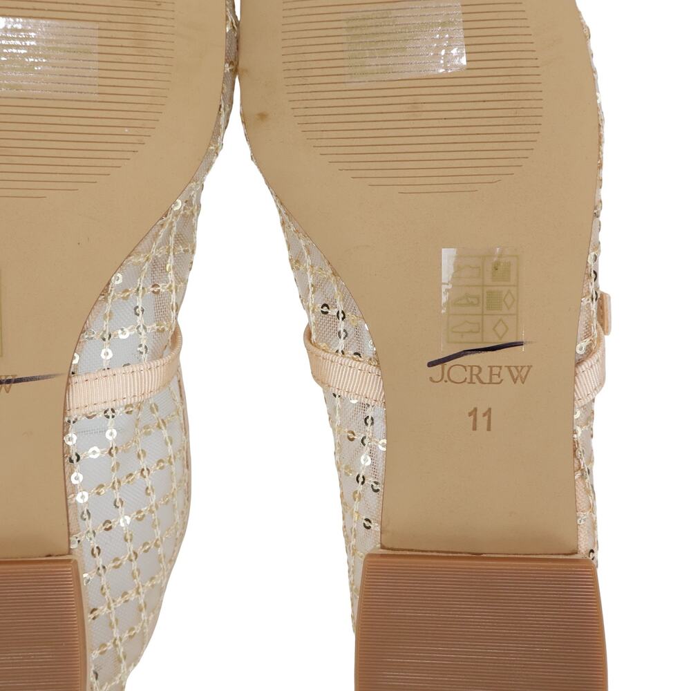 NWOB J.Crew Factory Sequin Plaid Mary Jane Flats Gold Sequin Size 11 - Picture 7 of 7